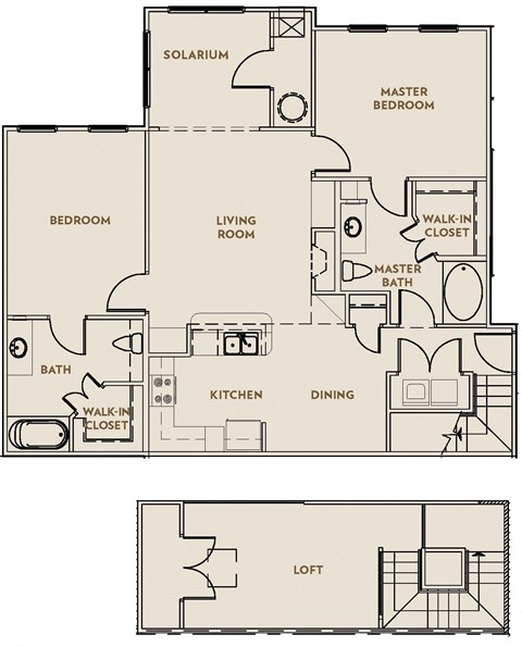 Floor plan for 2 beds, 2 baths, 1512 sqft